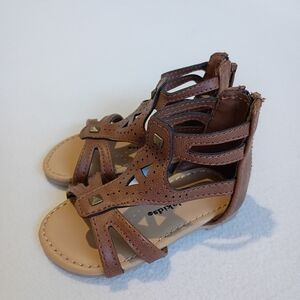 Koala Kids Size 3C Tan NeutralGladiator Boho Zipper Back Summer Sandals